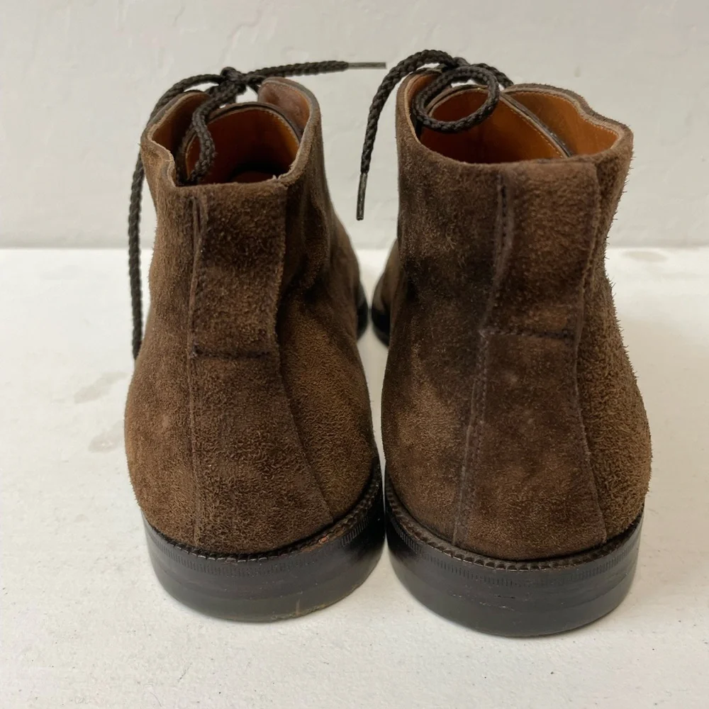 Salvatore Ferragamo Made in Italy Cap Toe Ankle Boots in Snuff Suede Size 8 1/2‎